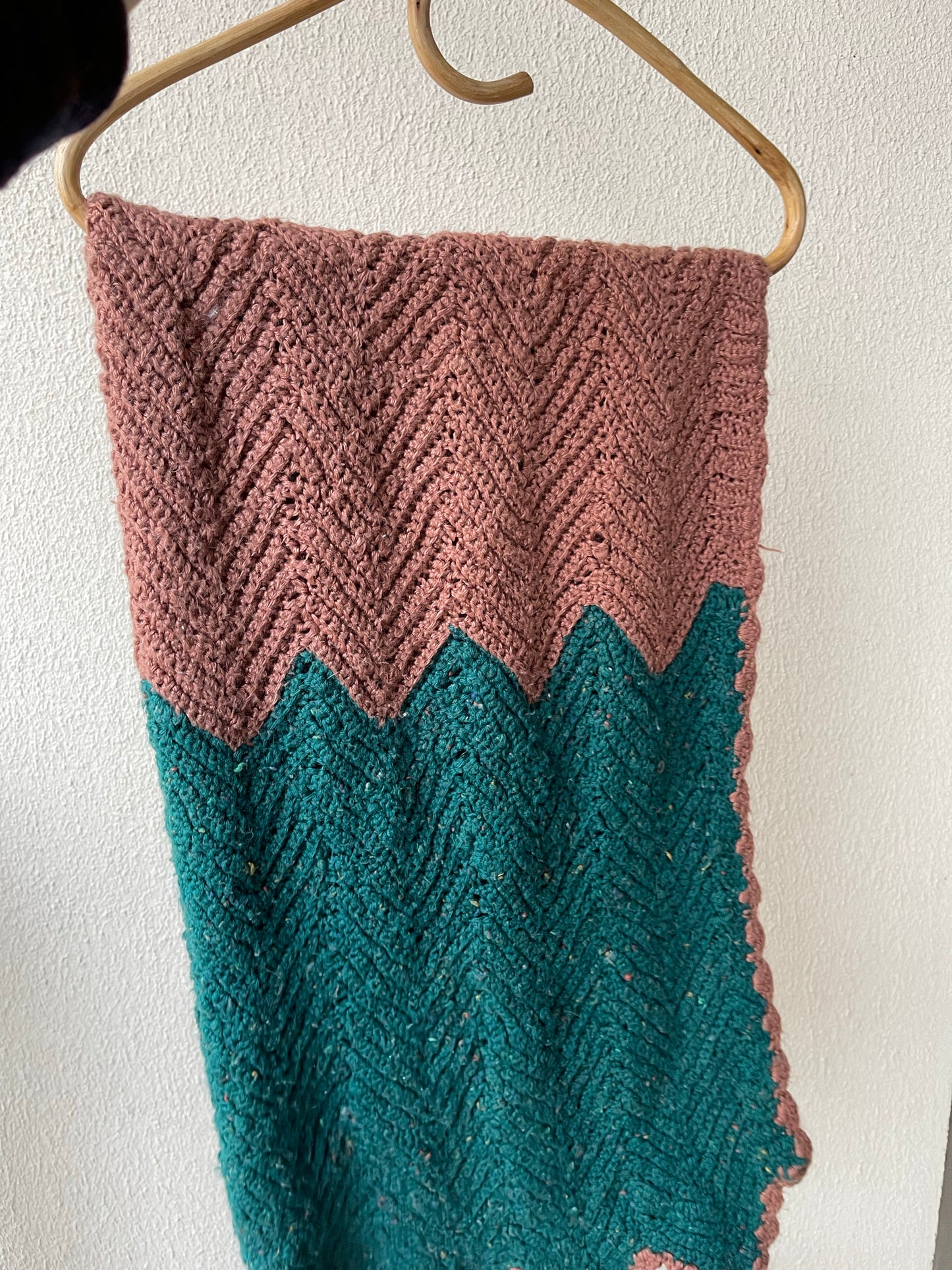 Handmade Teal & Mauve Afghan Throw