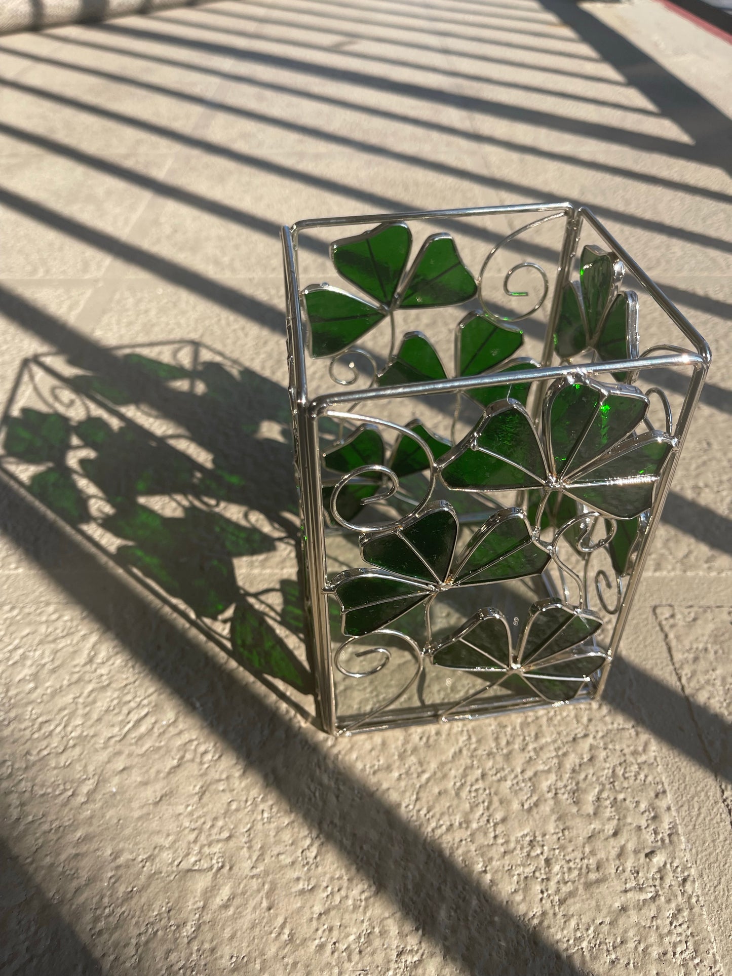 Stained Glass Clover Candle Cage