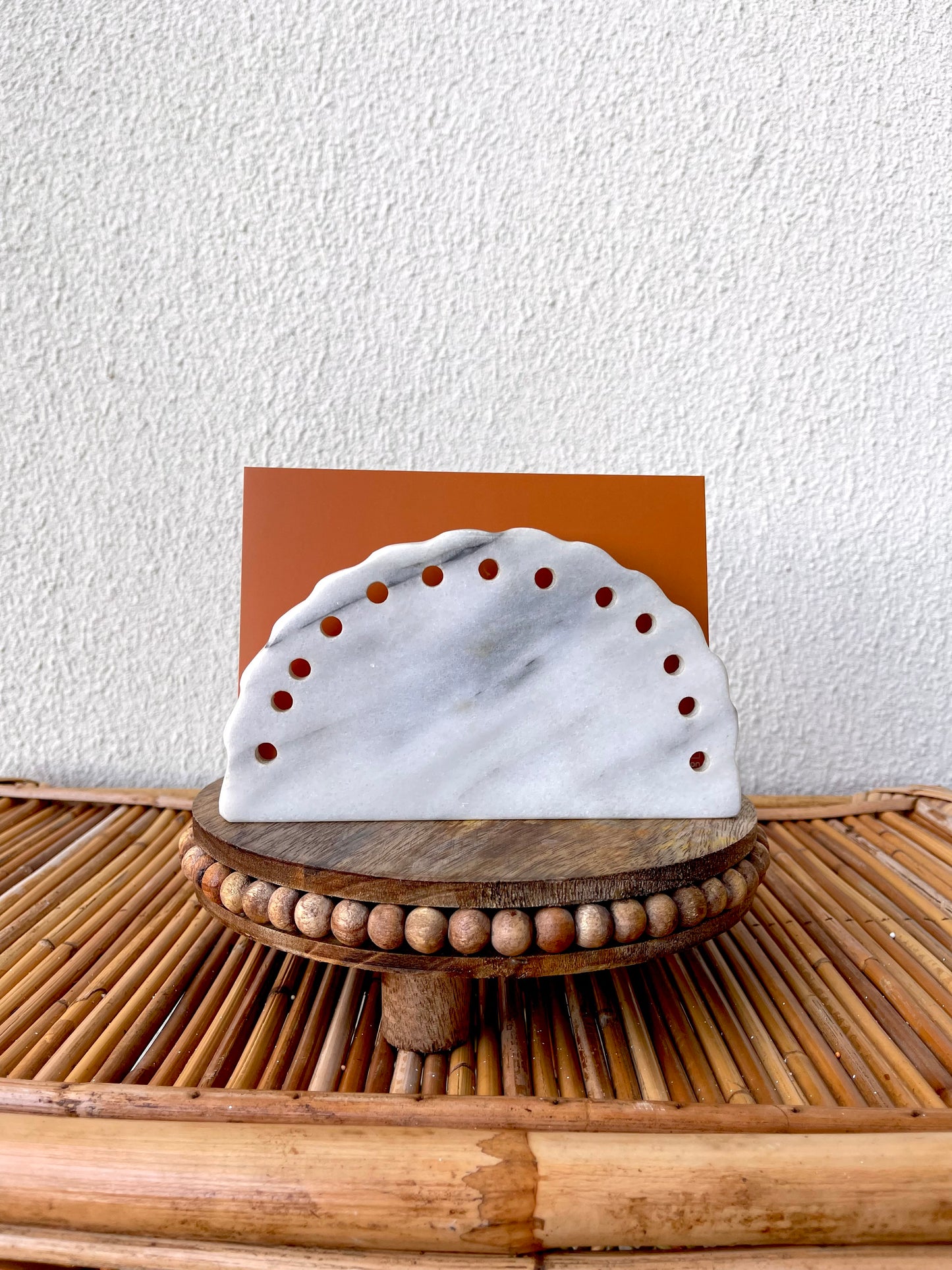 Marble Scalloped letter/ Napkin Holder